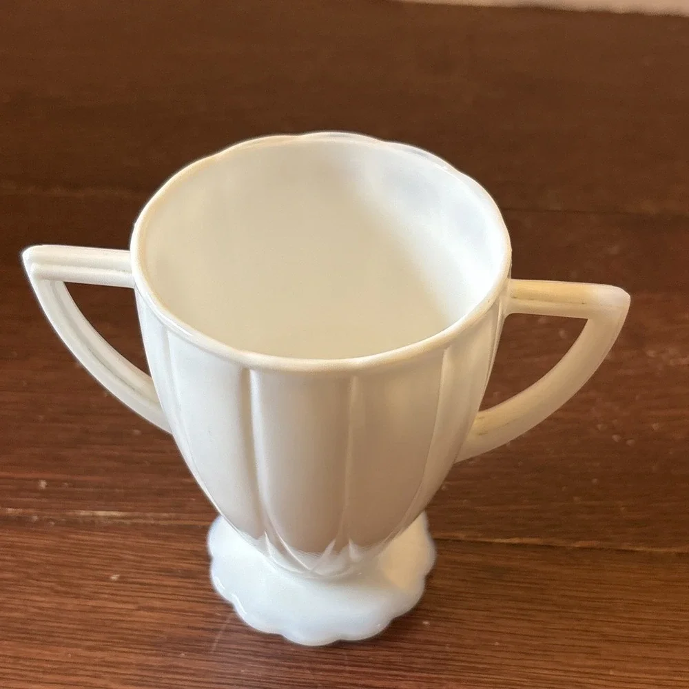 Vintage Sugar Bowl Hazel Atlas Platonite Glass White 1940s 1950s